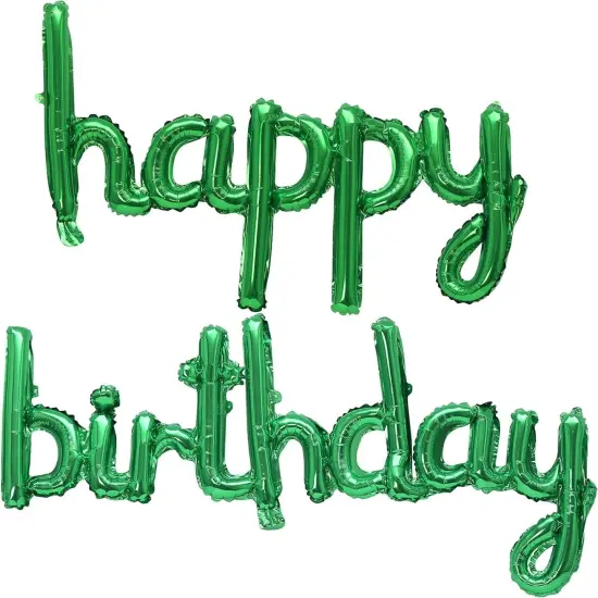 Happy Birthday Balloons Banner Reusable Mylar Foil Letters Balloons (Green) {1}