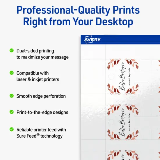 Avery Printable Rounded Rectangle Slot Tags, Sure Feed Technology, 1-1/2" x 2-1/2", Glossy White Cardstock, Print-to-The-Edge, Laser/Inkjet Printable, 100 Total {8}