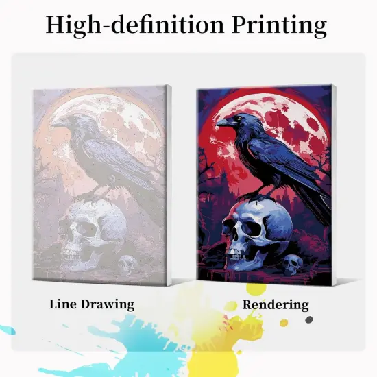 Halloween Paint by Numbers Kit for Adults with Frame {2}