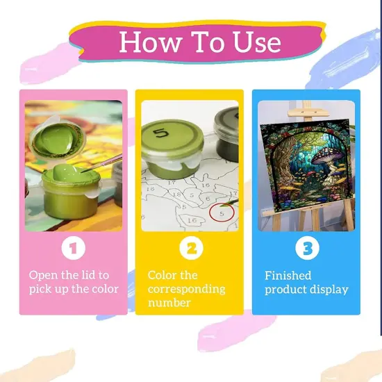 Mushroom Paint by Numbers for Adults - Stained Glass {4}