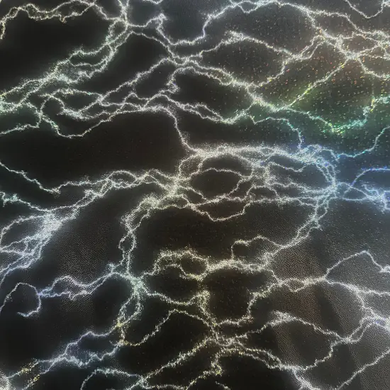 1 Yard Lightning Design Hologram Polyester Spandex Tricot Fabric 60 Inch Width {1}