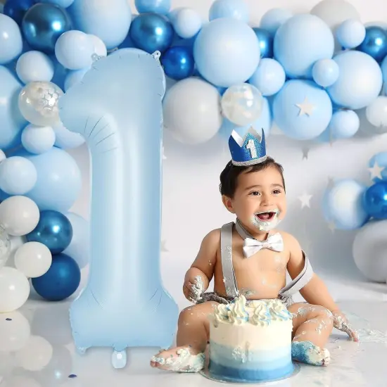 Light Blue Number 1 Balloon, 40 Inch Big Large Foil Number Balloons {3}