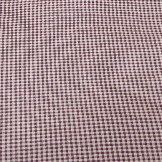 Brown and White Check Cotton Fabric by the yard {1}