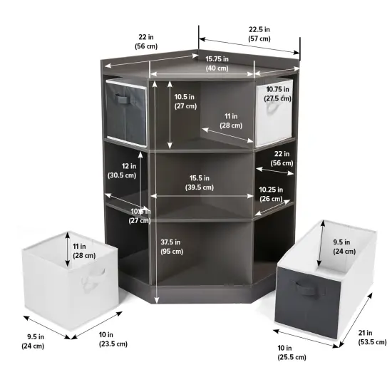 Badger Basket Corner Cubby Storage Unit with Four Reversible Baskets - Charcoal {4}