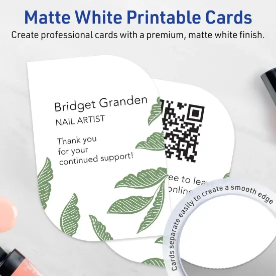 Avery Printable Leaf Flat Cards, 3-1/2" x 5", Matte White Cardstock, Print-to-The-Edge, Laser/Inkjet Printable, 40 Total, Great for Product Branding, Marketing, and More {9}