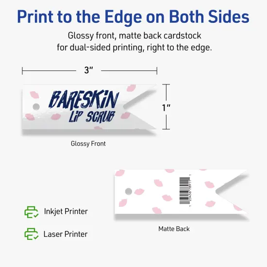 Avery Printable Banner Rectangle Flag Tags, Sure Feed Technology, 1" x 3", Glossy White Cardstock, Print-to-The-Edge, Laser/Inkjet Printable, 160 Total {12}