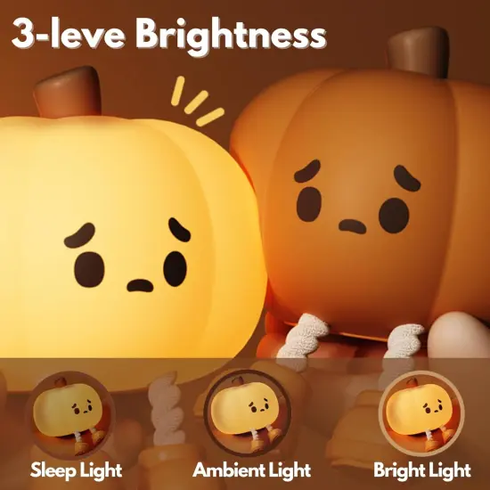 Cute Pumpkin Decor Silicone Rechargeable Night Lamp {3}
