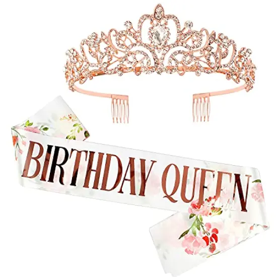 Happy Birthday Flower Crown Sash, Birthday Decorations Party Favors Supplies Birthday Cake Toppers Birthday Gifts for Women Halloween Cosplay {3}