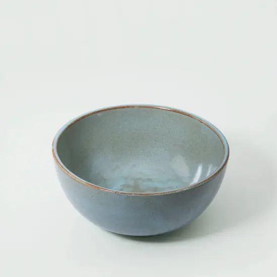 Handcrafted Hokku Designs Dorado Aqua Rustic Ceramic Serving Bowl – 1500 ML {4}