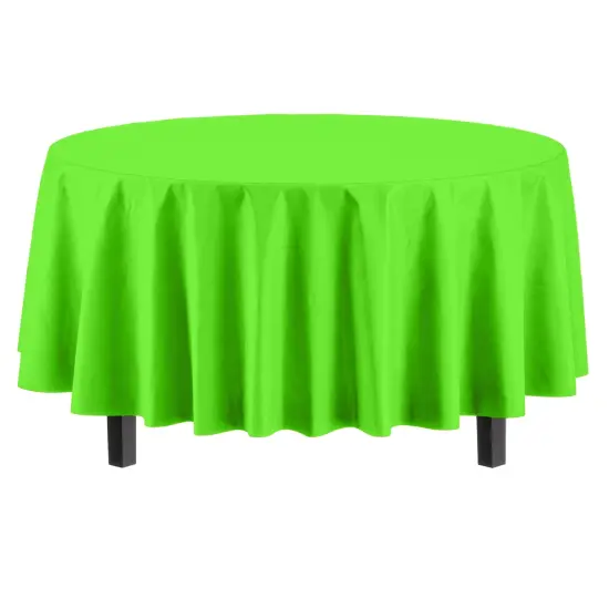 Exquisite Disposable Round Plastic Tablecloths &ndash; 12 Pack 84" Disposable Table Cloths &ndash; Indoor/Outdoor Party Tablecloth &ndash; Round Plastic Table Cover for Events & Party Supplies Lime Green {6}