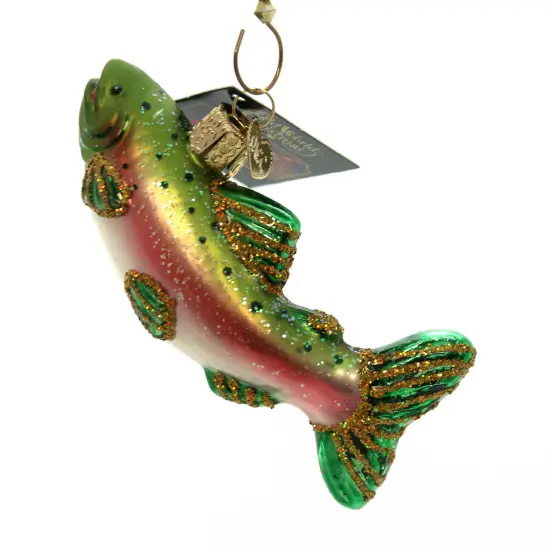 Old World Christmas 2.0 Inch Alpine Rainbow Trout Tree Ornament , Ornament Lake Fishing Green {2}