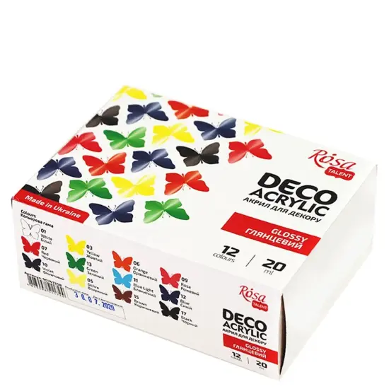 Rosa Talent Glossy Acrylic Paint Set for Decor 12 colors (0.68 oz each) {1}