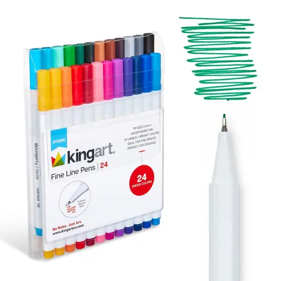 KINGART&reg; Fine Line Pens 24 Colors {1}