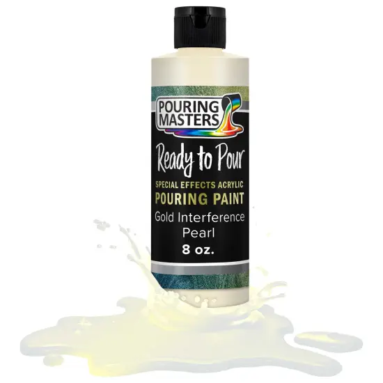 Pouring Masters Gold Interference Pearl Special Effects Acrylic Pouring Paint - Premium 8-Ounce Pre-Mixed Fluid Acrylic Paint - Fluid Art Supplies for Canvas, Wood, Paper, Tile & Rocks {1}
