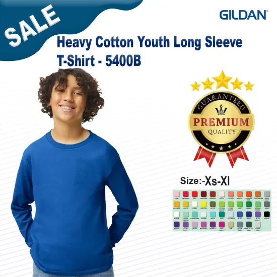 Gildan&reg; Heavy Cotton Youth Long Sleeve T-Shirt White {2}