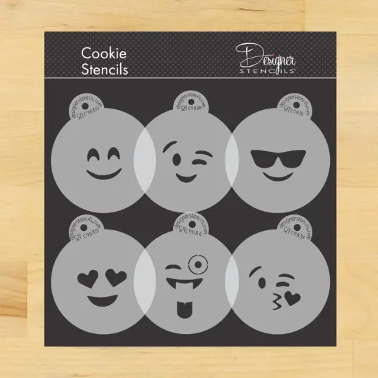 Emojis Cookie Stencil Set | C983 by Designer Stencils | Cookie Decorating Tools | {1}