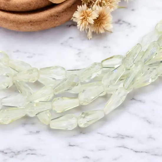 *10* 20x8mm Antique Crystal AB Gemcut Vertical Teardrop Beads {3}