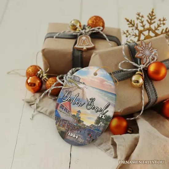 Destin Beach Florida Coastal Vacation Paradise Christmas Ornament, Emerald Coast Souvenir {2}
