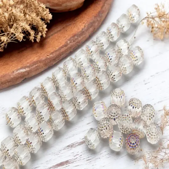 *12* 10mm Metallic Volcano Washed Crystal Fire Polished Cathedral Beads {4}