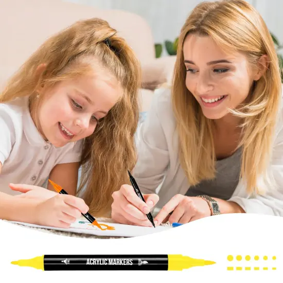 48 Colors Acrylic Paint Markers, Dual Tip with Fine Tip and Brush Tip Pens for Stone, Wood, Calligraphy, Canvas, Ceramic, Metal, Glass, Rock Painting, DIY Crafts {4}