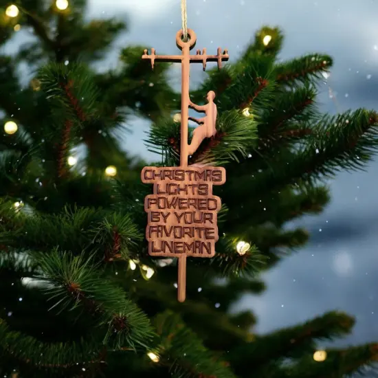 CEDAR Christmas Lights Powered by Your Favorite Lineman - 3x9in Ornament {4}