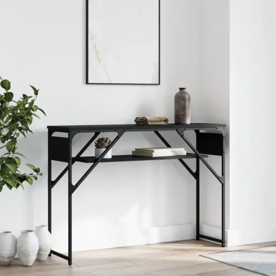 vidaXL Console Table with Shelf Black 41.3"x11.8"x29.5" Engineered Wood {1}