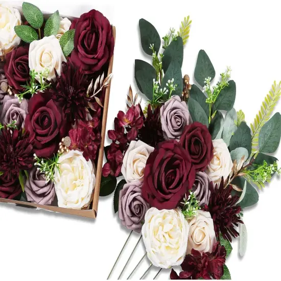 Burgundy Artificial Flowers Wedding Bouquets {2}