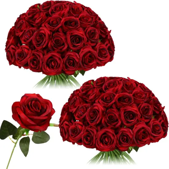 50pcs Artificial Silk Roses Bulk Bouquets {1}