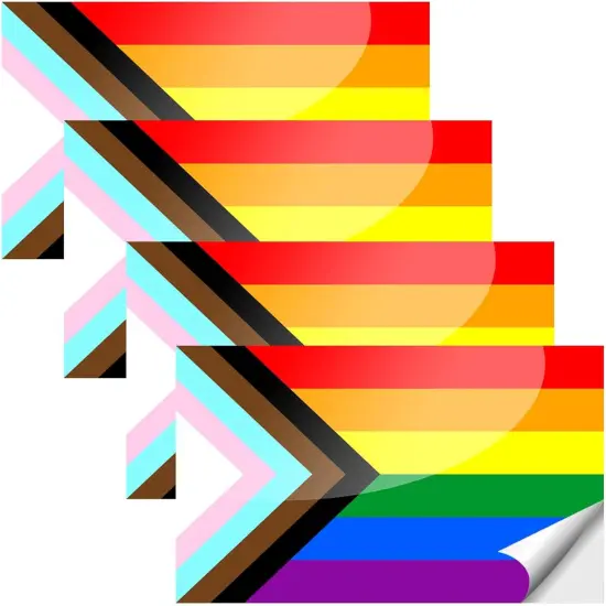 4 Pcs Progress Pride Rainbow Flag Reflective Stickers, 5 x 3 Inches Support LGBTQ+ Bumper Stickers for Cars, Trucks,Laptops, Motorcycle and Helmet. {1}