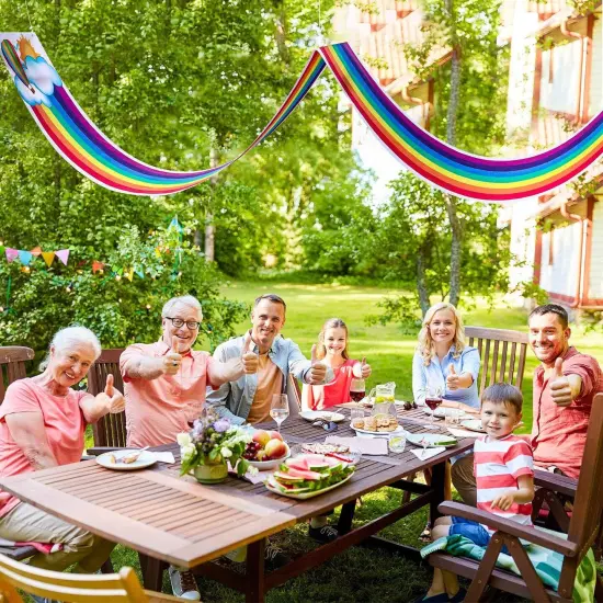 Rainbow Ceiling Decor - 12 ft Rainbow Garland Banner for Birthday Party, Classroom & Daycare {3}