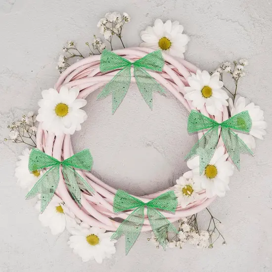 Green Glitter Mesh Ribbon for Gift Wrapping Bow Making Green Web Mesh Wired Mesh Ribbon {4}