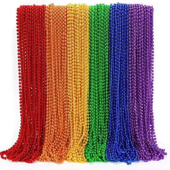 Pride Beads Stuff, Pride Necklace Accessories,100PCS 6 Kinds of LGBTQ Metallic Beads Necklace Bulk, Gay Lesbian Pride Necklace for Women Men, Costumes Decor for Pride Month Parade Throws Party Favors {1}