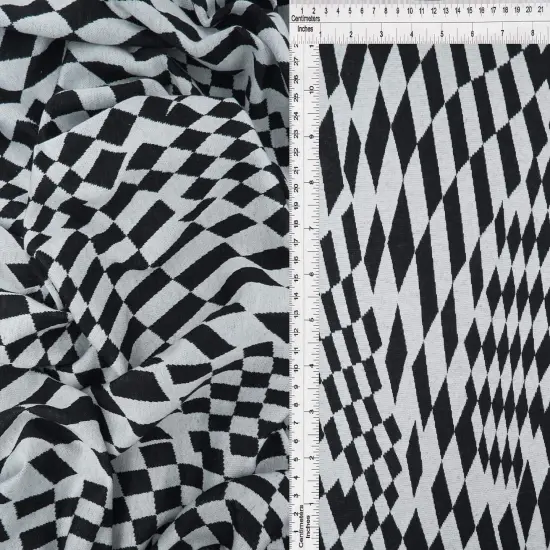 1 Yard Double Knit Jacquard Checker Fabric Stretch Polyester Rayon Spandex 58/60 Inches Wide PINK {4}