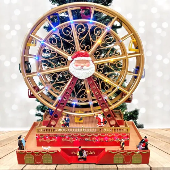 Christmas Wheel with Santa. Animated Holiday Decoration. Christmas Village {1}