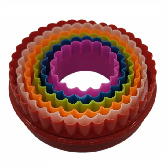 Handy Housewares 6pc Scalloped Biscuit/Cookie Dough Cutter Set, Round & Flower Edged, Dishwasher Safe, Plastic {6}