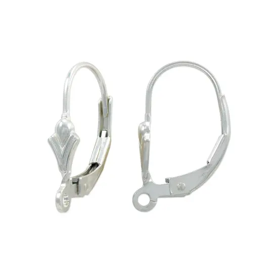JewelrySupply Lever Back Earring with Fleur de Lis 16mm 925 Sterling Silver {1}