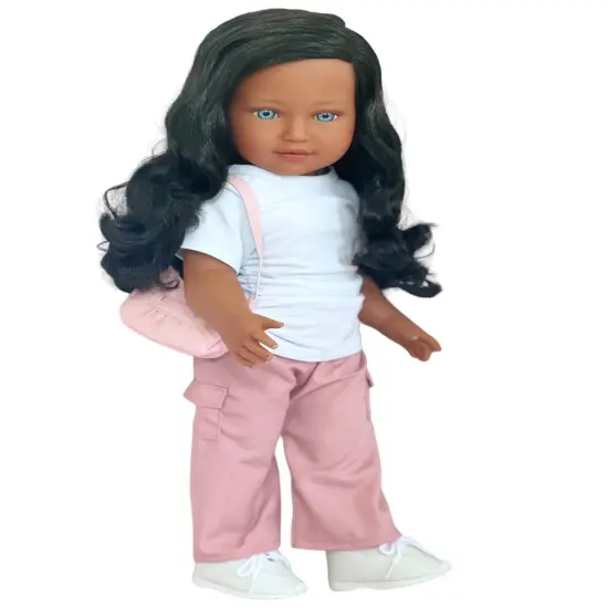 Amira - 18-Inch Biracial Doll with Blue Eyes and Long Wavy Black Hair, Celebrating Brazilian and African American Heritage {4}