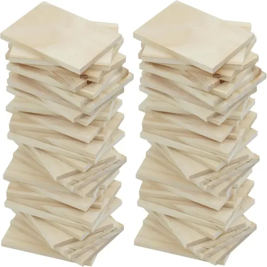 30PCS Wooden Squares for Crafts, 1/4 Inch Thick,Wood Burning, Painting (2.5 x 3.5 inch) {1}
