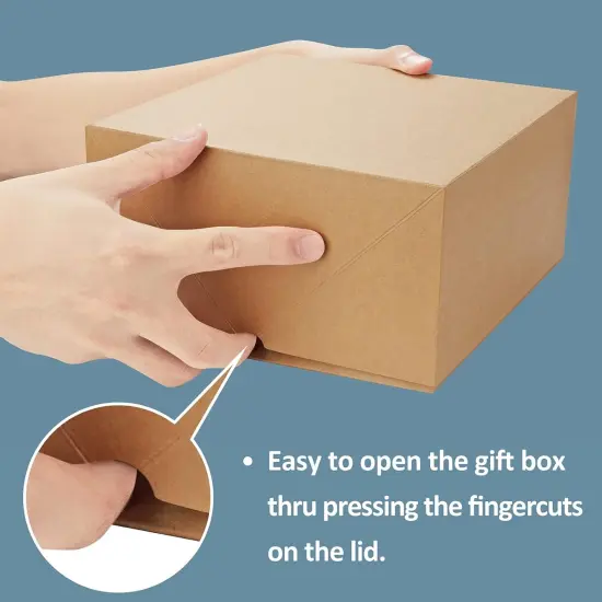 Premium Gift Boxes 10 Pack 8 x 8 x 4 Brown Paper Gift Boxes with 20 Meters Hemp Rope for Gifts, Bridesmaid Proposal Boxes, Easy Assemble Boxes {4}