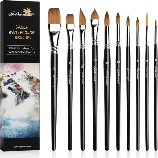 Watercolor Brushes Professional Set, 10 Artist Brushes Watercolor Paint Brushes {1}