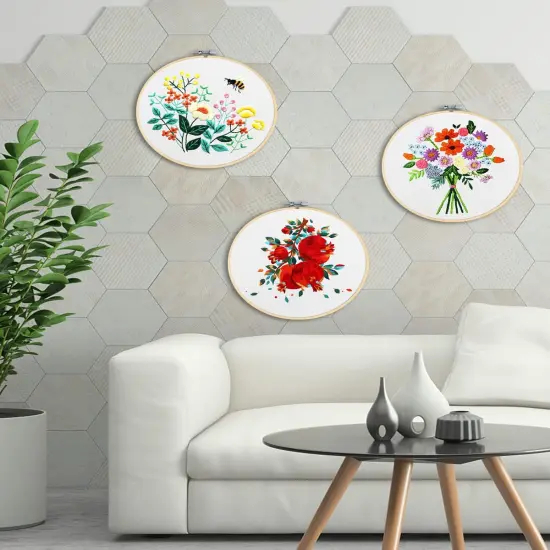 3 Pieces Embroidery Hoops, 8 inch Bamboo Frame Circle Cross Stitch Hoop Ring Embroidery Hoops Set for Embroidery and Cross Stitch {4}