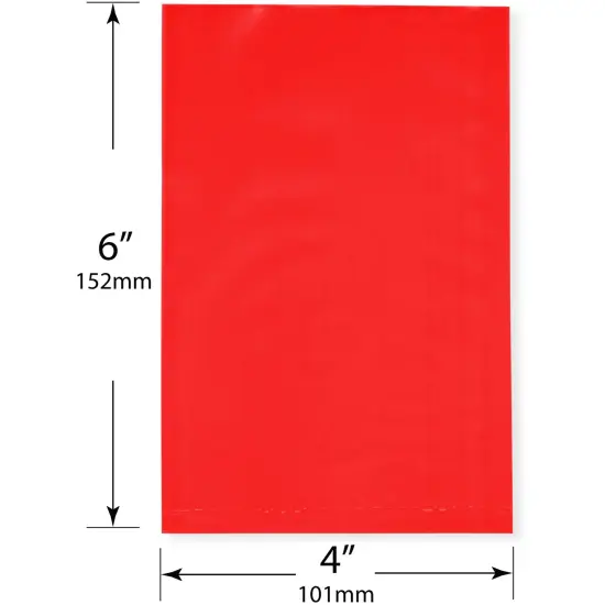 Plymor 4" x 6", Red 2 Mil Flat Open Plastic Poly Bags {3}