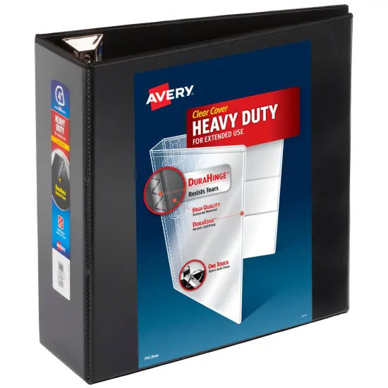 Avery Heavy-Duty View 3 Ring Binder, 4 Inch One Touch EZD Rings, 780-Sheet Capacity, 4.5 Inch Wide Spine, Customizable Clear Cover and Spine, 1 Black Binder (79604) {1}