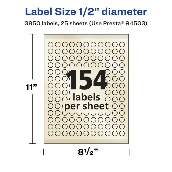Avery Pearlized Ivory Round Labels with Sure Feed Technology, Print-to-the-Edge, .5" diameter {5}