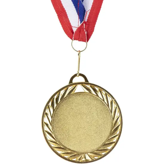 Juvale Gold Medals - 6-Pack Metal Winner Awards, Perfect for Sports, Competitions, Spelling Bees, Party Favors, 2.75 Inches Diameter with 16.3 Inch USA Ribbon {6}