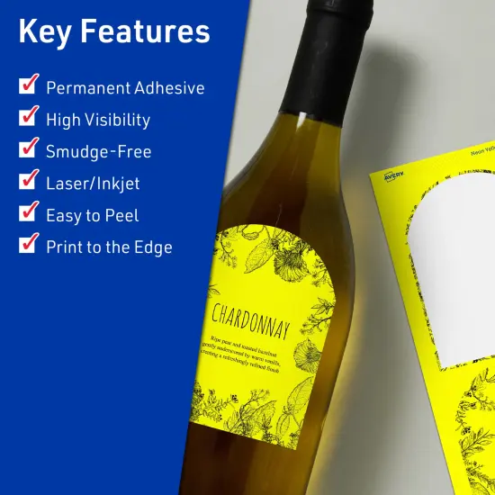 Avery Neon Yellow Paper Labels, 4.75" x 3.5" Arched {2}