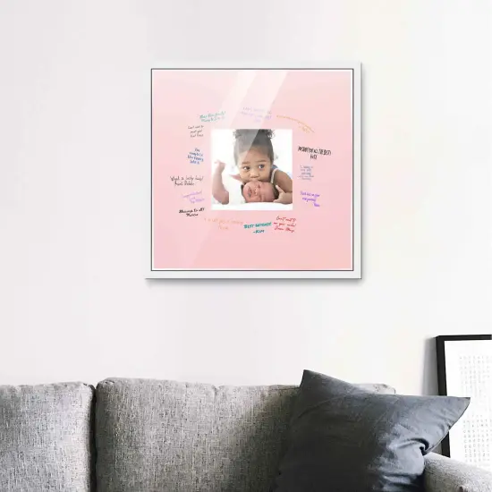 Autograph White Wood Frame with Squre Pink Mat - Perfect for Event Signatures, Full-Color Pen Set Included - 3 Sizes Available {5}