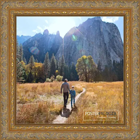 Square Contemporary Gold Picture Frame - UV Acrylic, Foam Board Backing, Hanging Hardware {1}