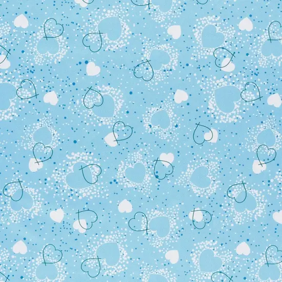 Mook Fabrics Hearts Adored Printed PUL Fabric [60 in. Wide] - By The Yard Blue {1}