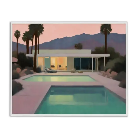 Stupell Industries Tranquil Pool at Sunset Framed Giclee Wall Art Design by Noah Bay {1}